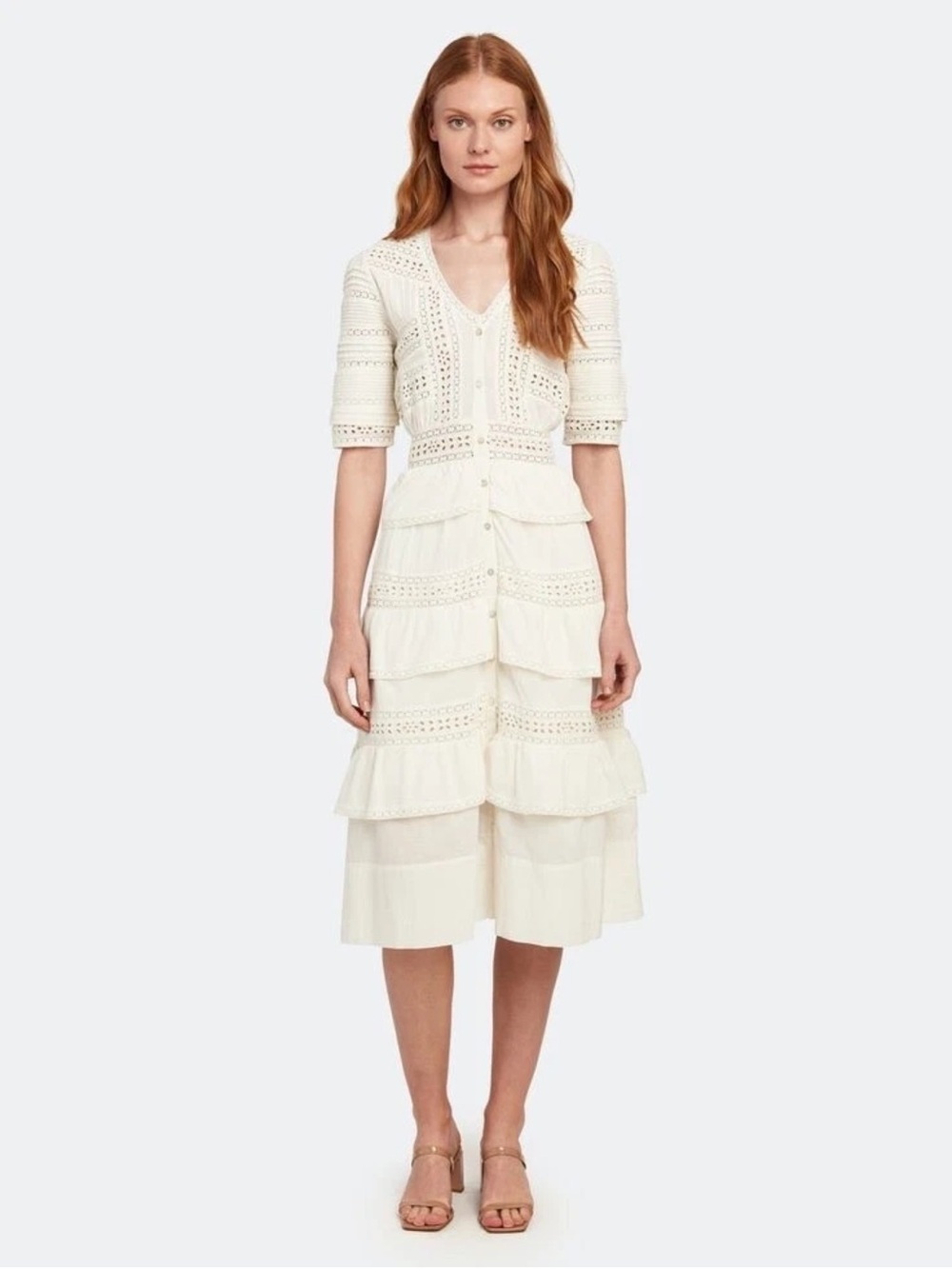 Brand New Love Shack Fancy Rebecca Eyelet Ruffle Dress Small